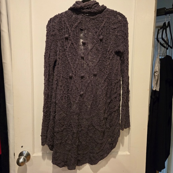 Anthropologie Grey Crocheted Cardigan - Size Small - Picture 3 of 7